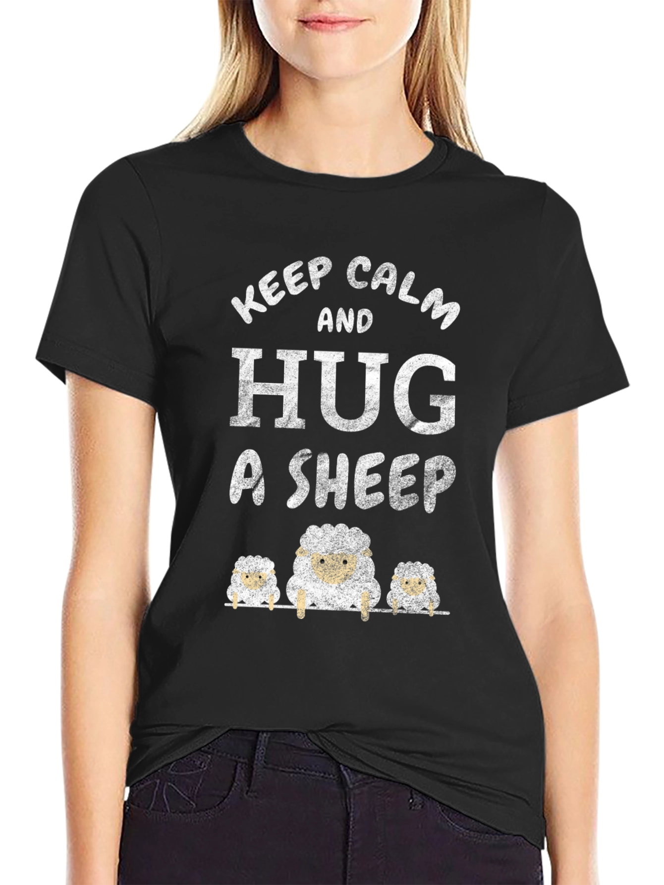 Keep Calm and Hug A Sheep Graphic Tee