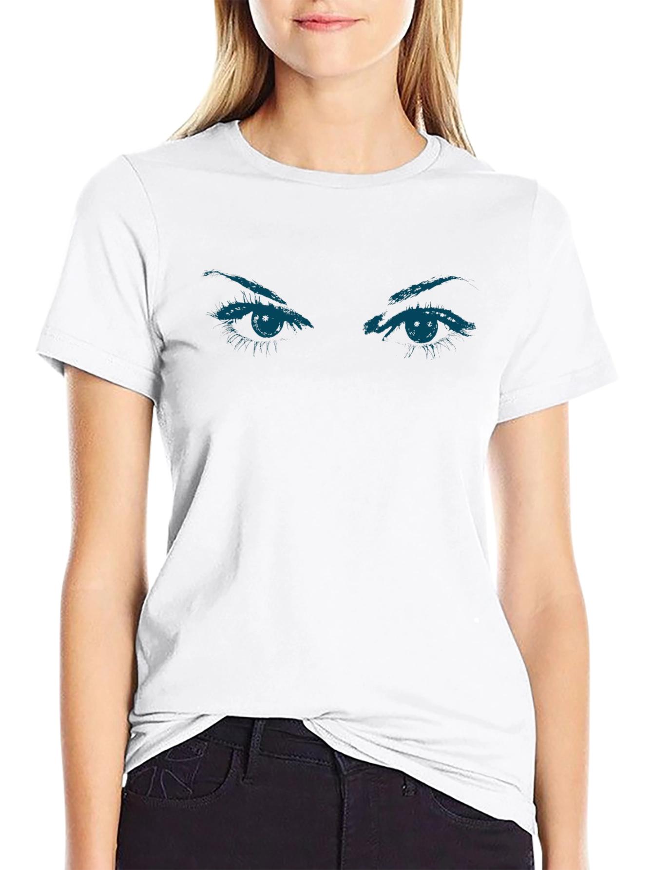 Eyes Graphic Tee - Trendy Black T-Shirt