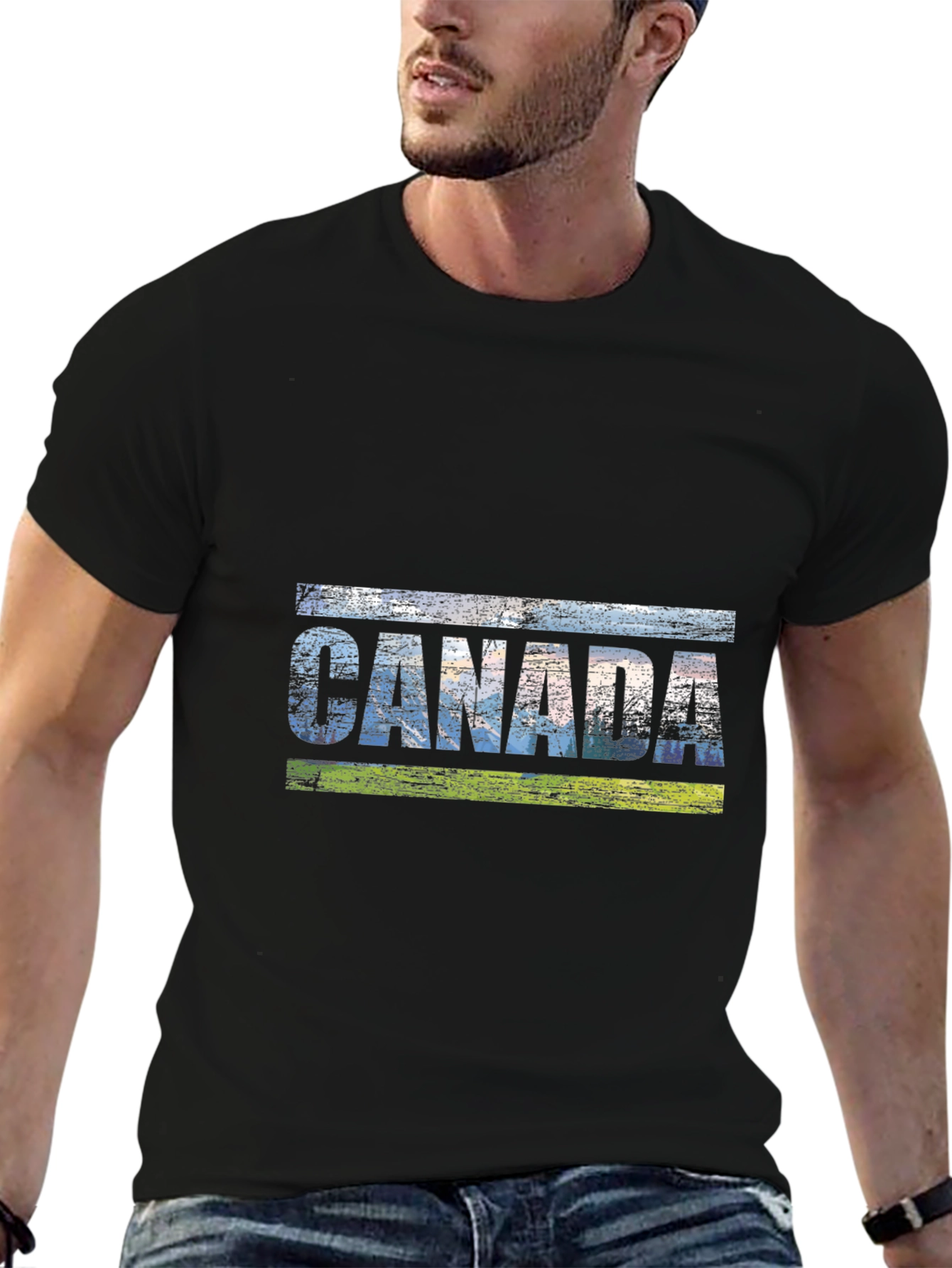 Canada Graphic Tee - Distressed Style Black T-Shirt