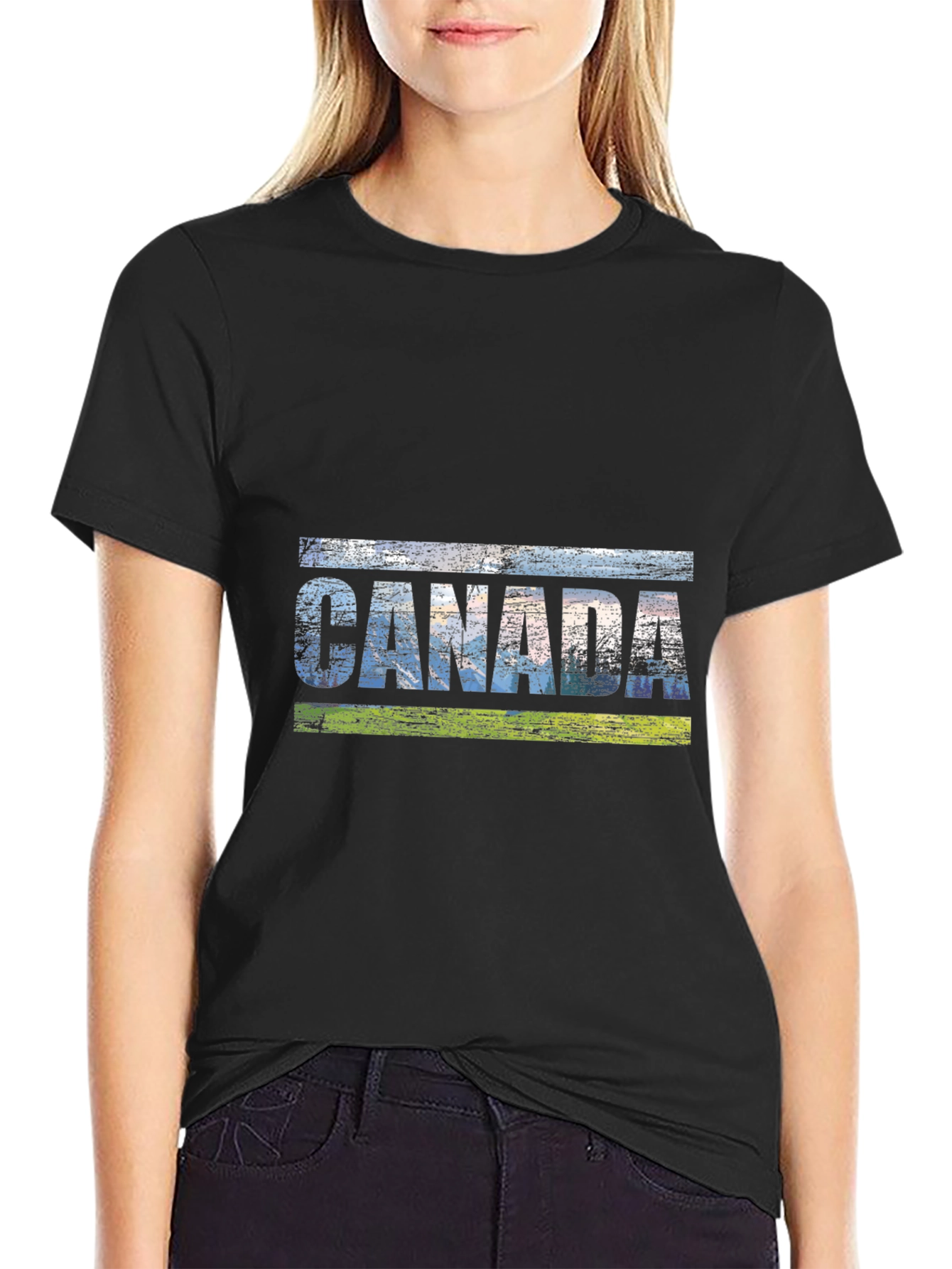 Canada Graphic Tee - Distressed Style Black T-Shirt