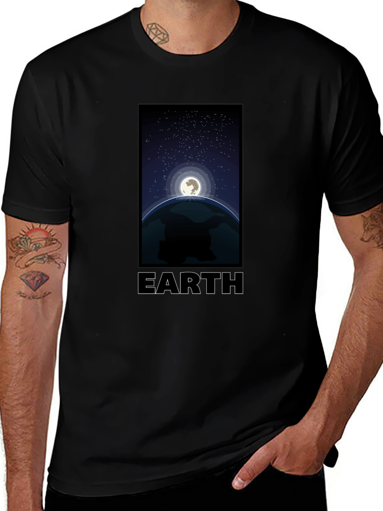 Earth Graphic T-Shirt - Night Sky Design
