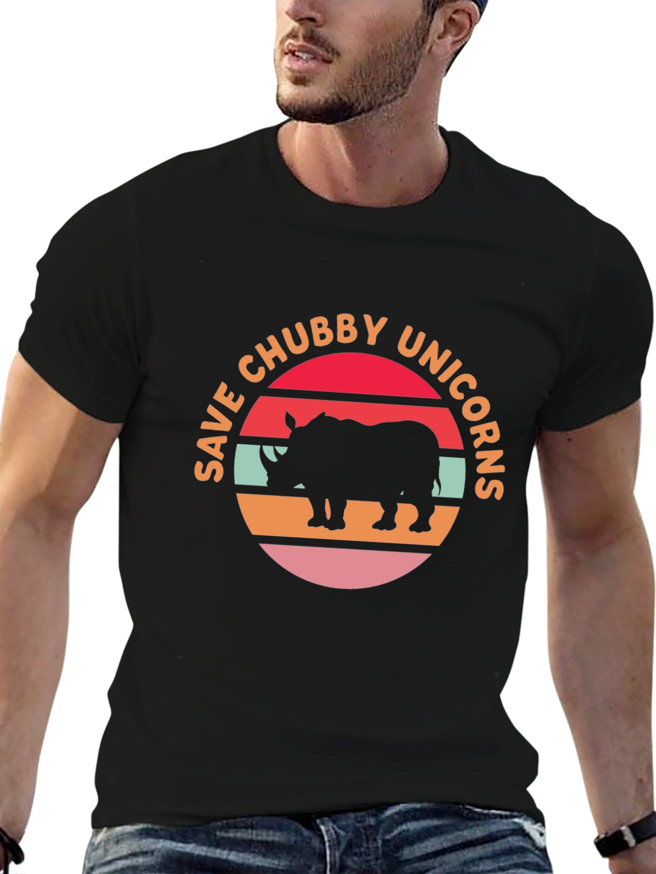 Save Chubby Unicorns Retro Graphic T-Shirt