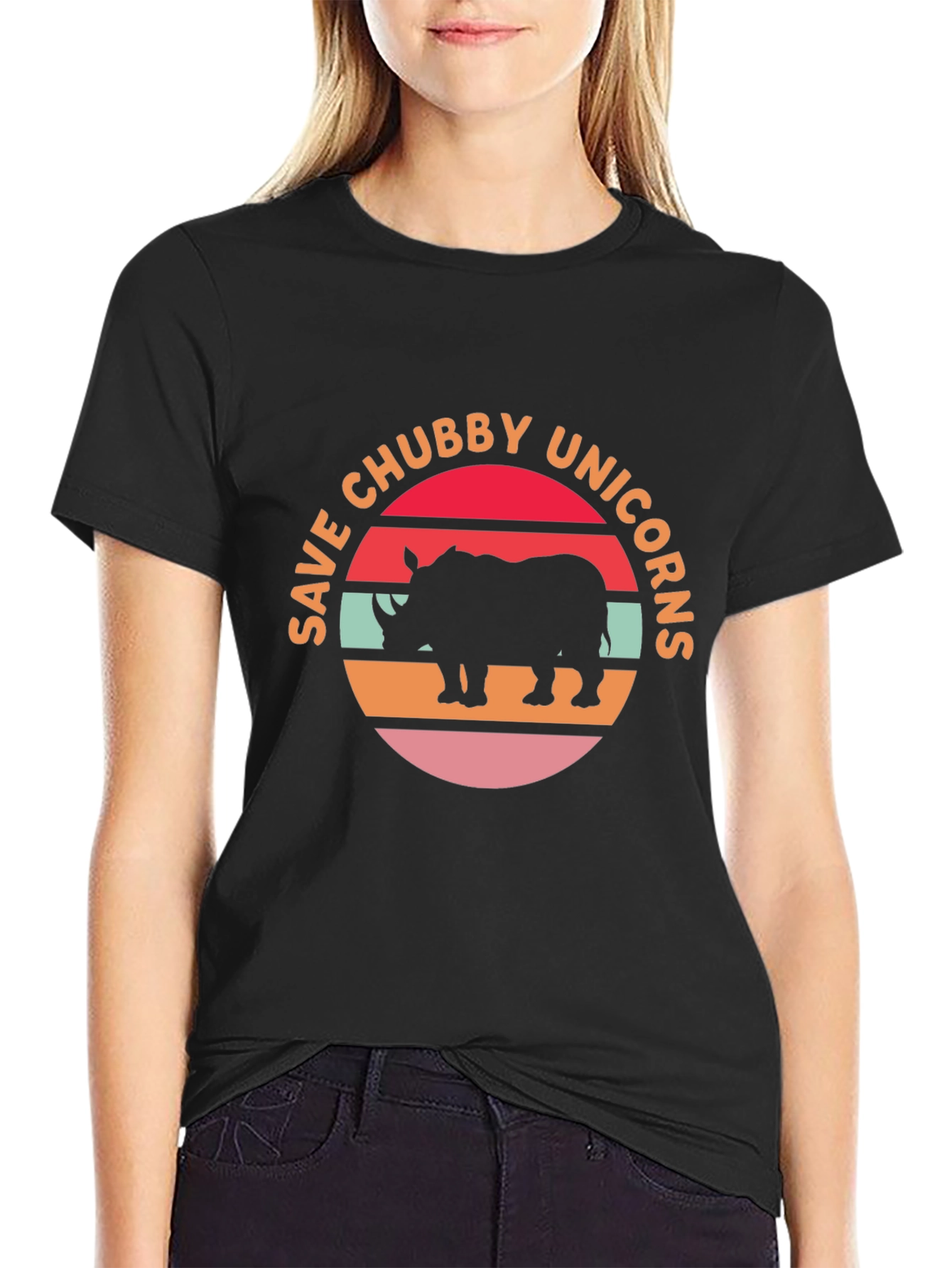 Save Chubby Unicorns Retro Graphic T-Shirt