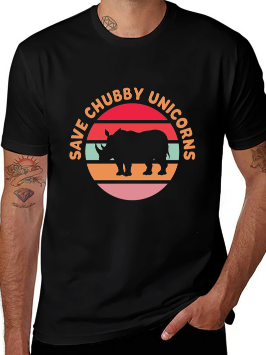 Save Chubby Unicorns Retro Graphic T-Shirt