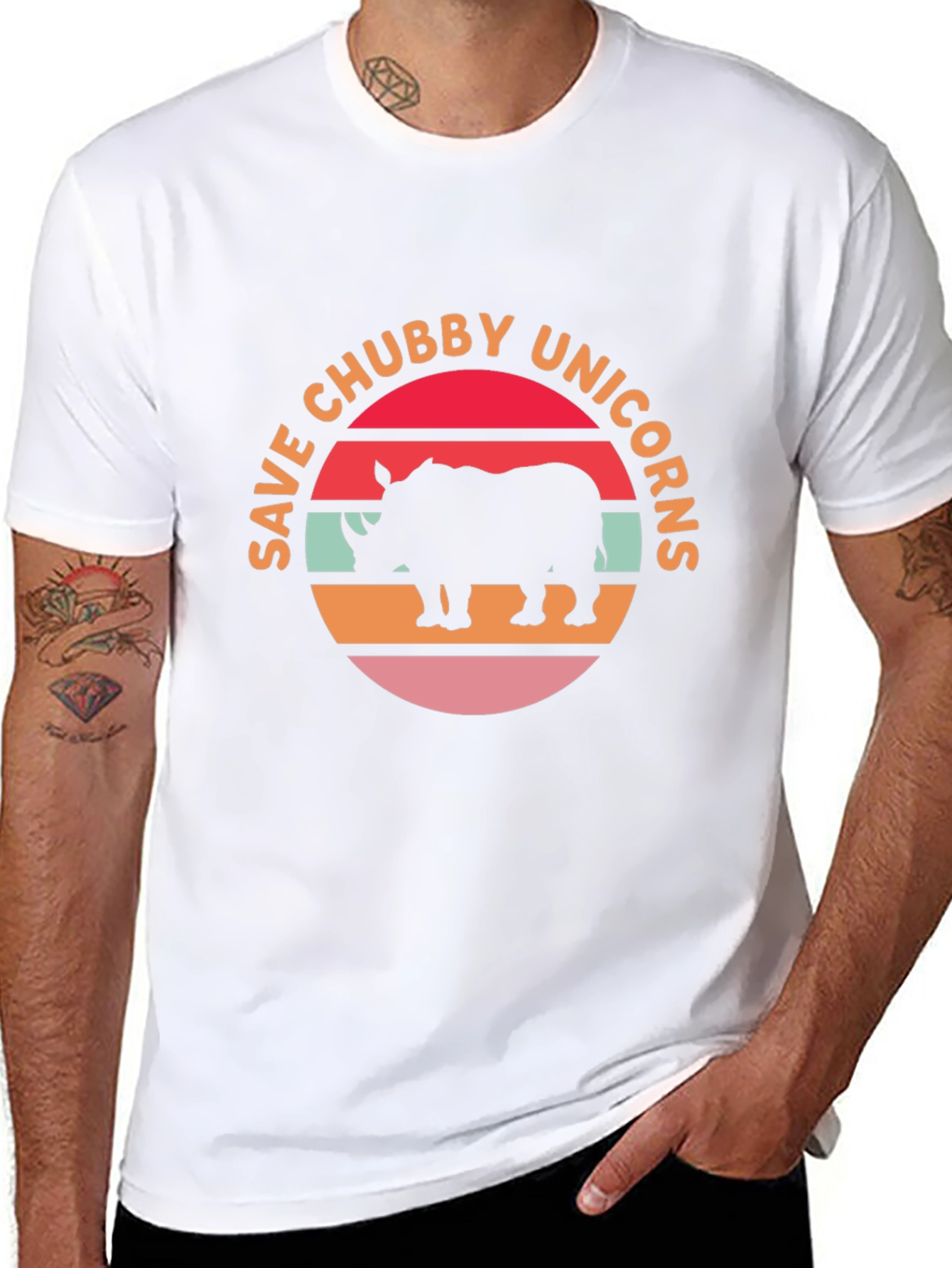 Save Chubby Unicorns Retro Graphic T-Shirt