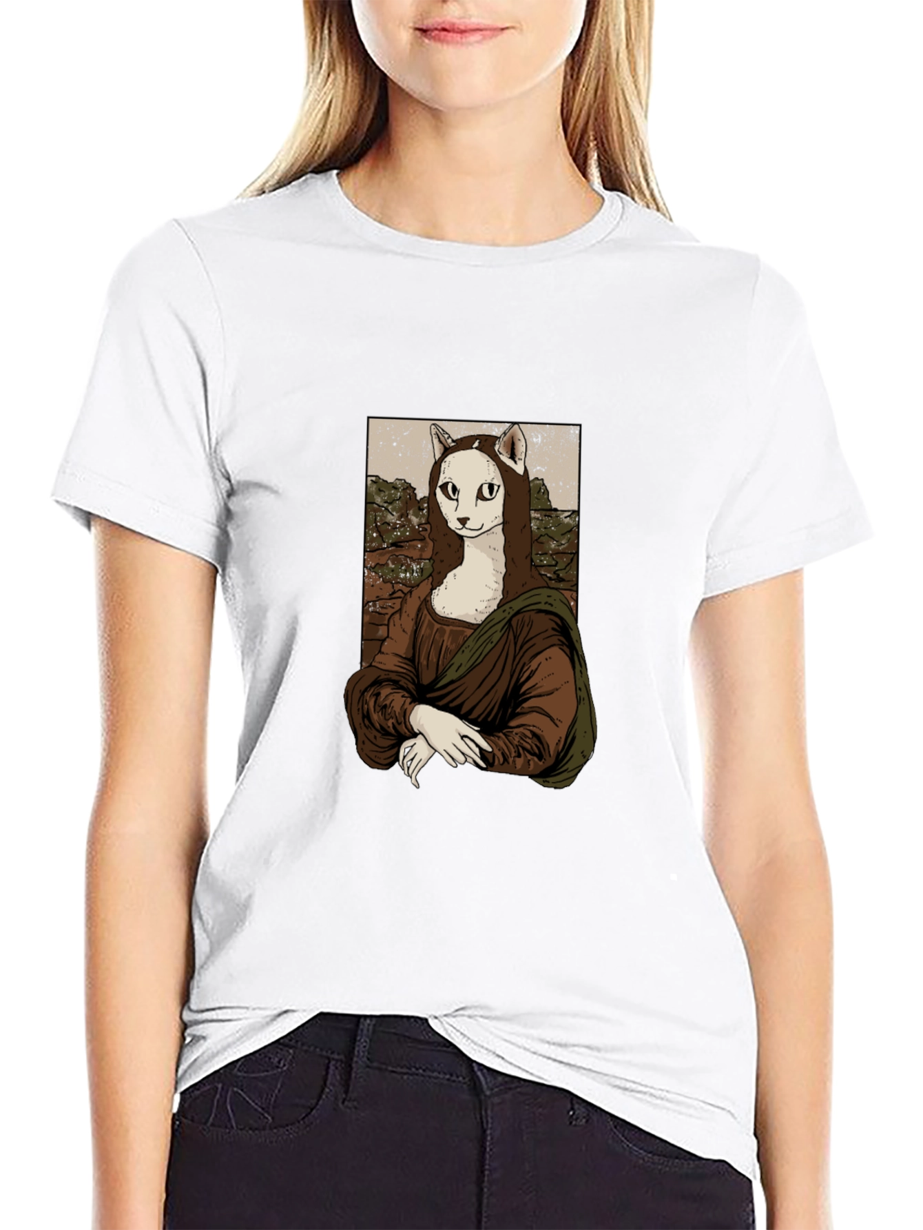 Mona Lisa Cat T-Shirt - Unique Graphic Tee