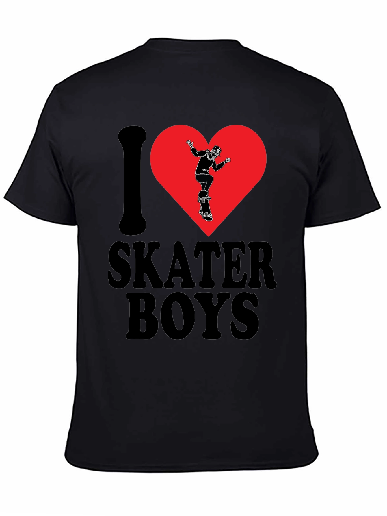 I Heart Skater Boys Black Graphic Tee