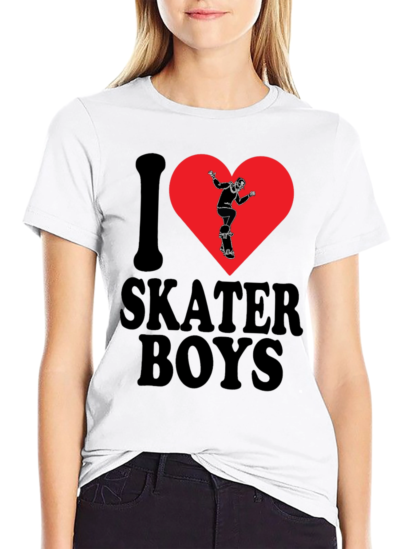 I Heart Skater Boys Black Graphic Tee