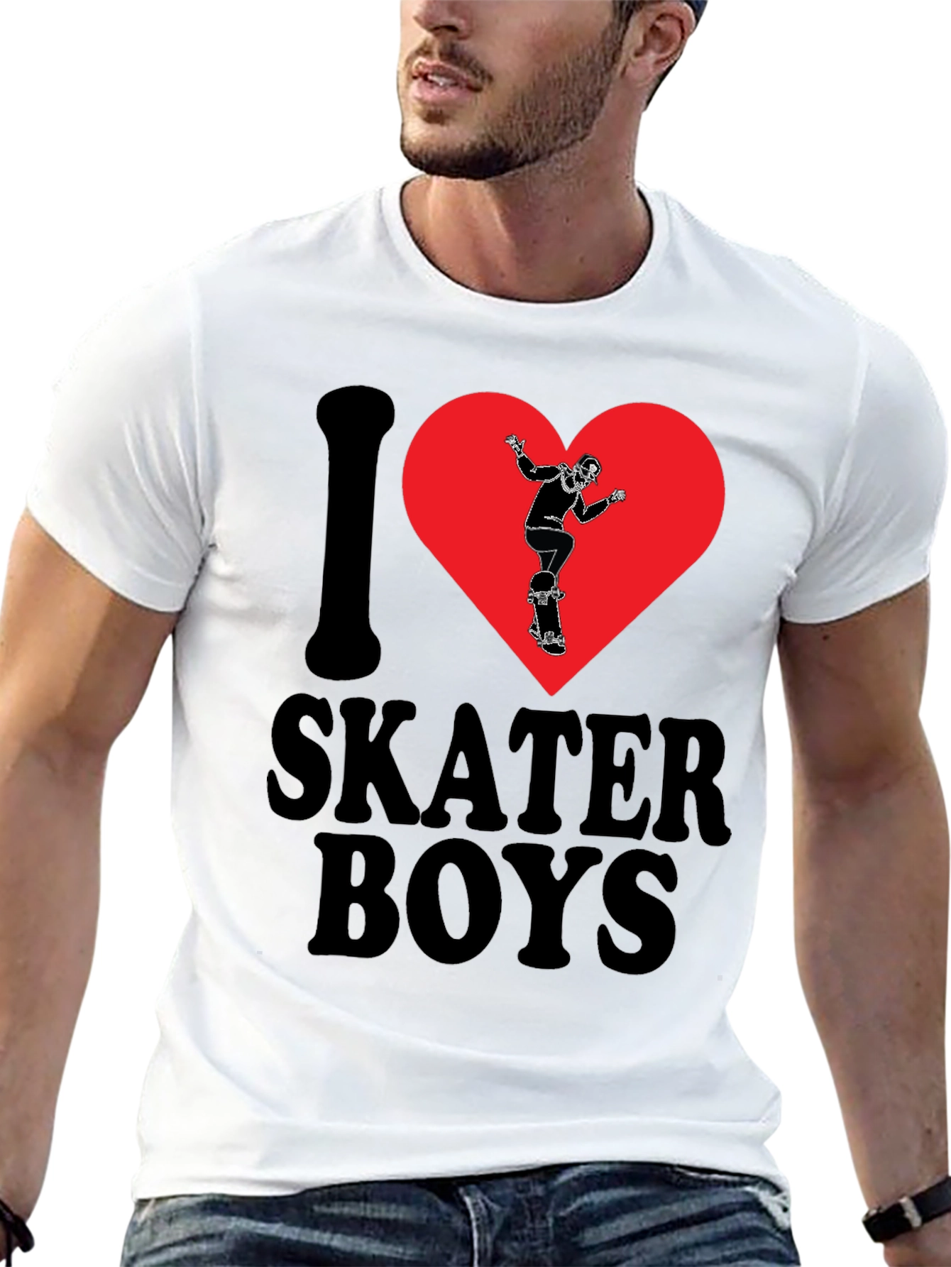 I Heart Skater Boys Black Graphic Tee
