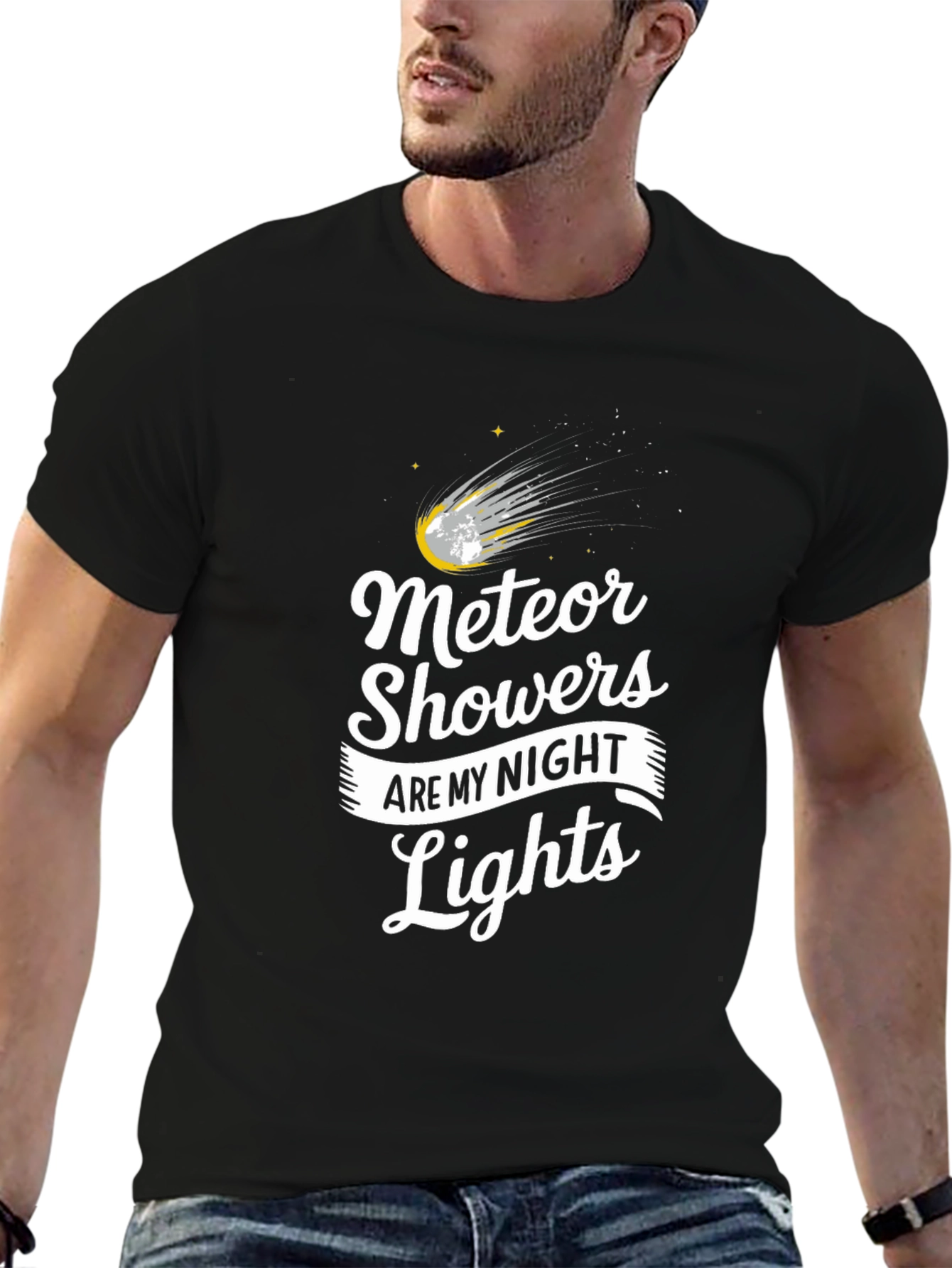 Meteor Showers Black Graphic T-Shirt