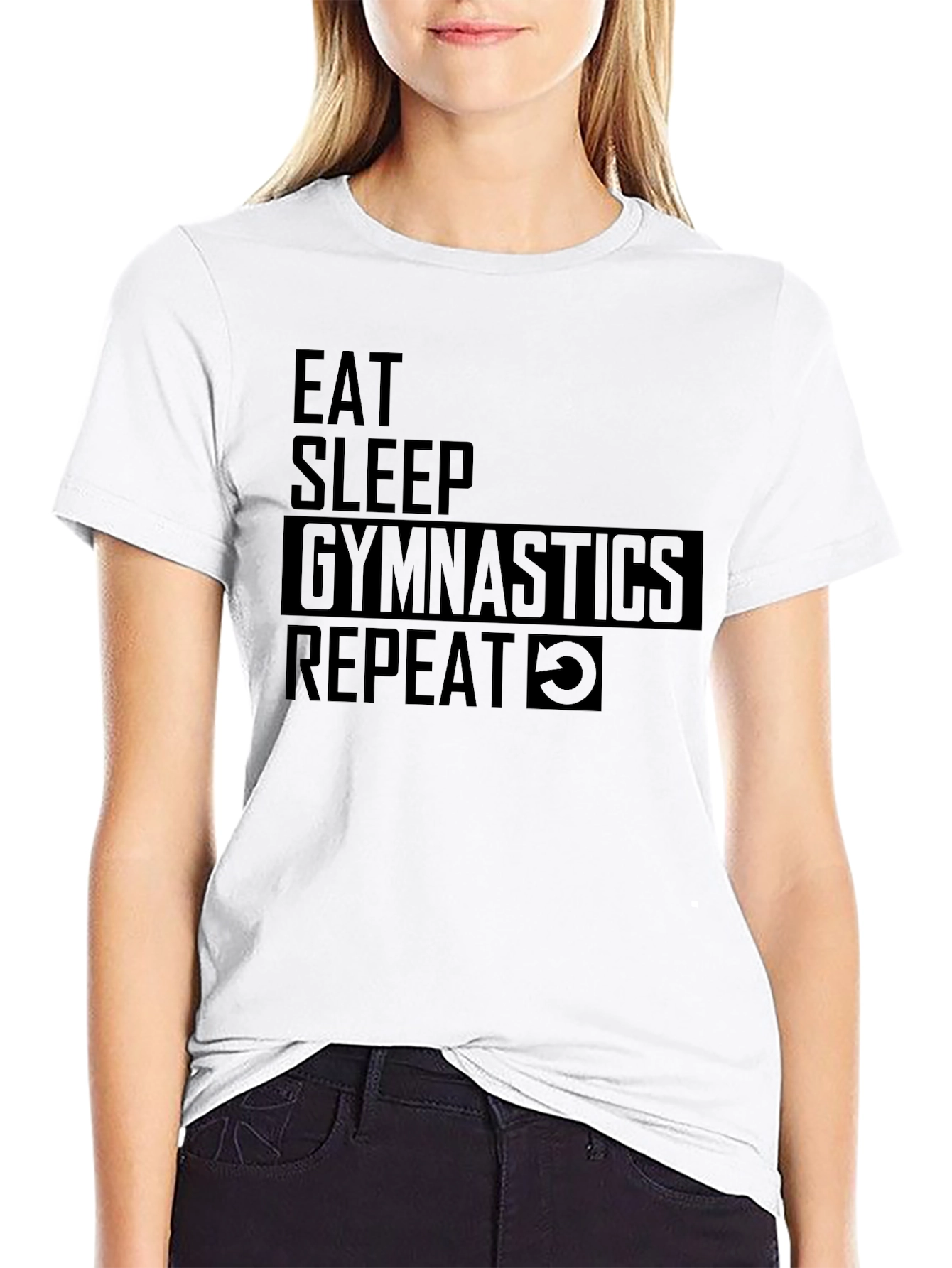 Eat Sleep Gymnastics Repeat Black T-Shirt
