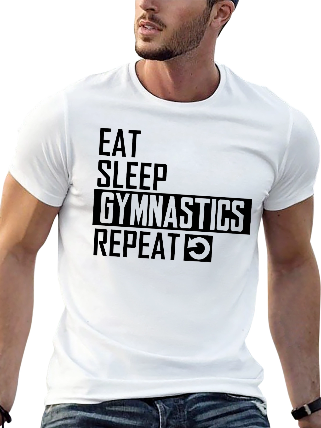Eat Sleep Gymnastics Repeat Black T-Shirt