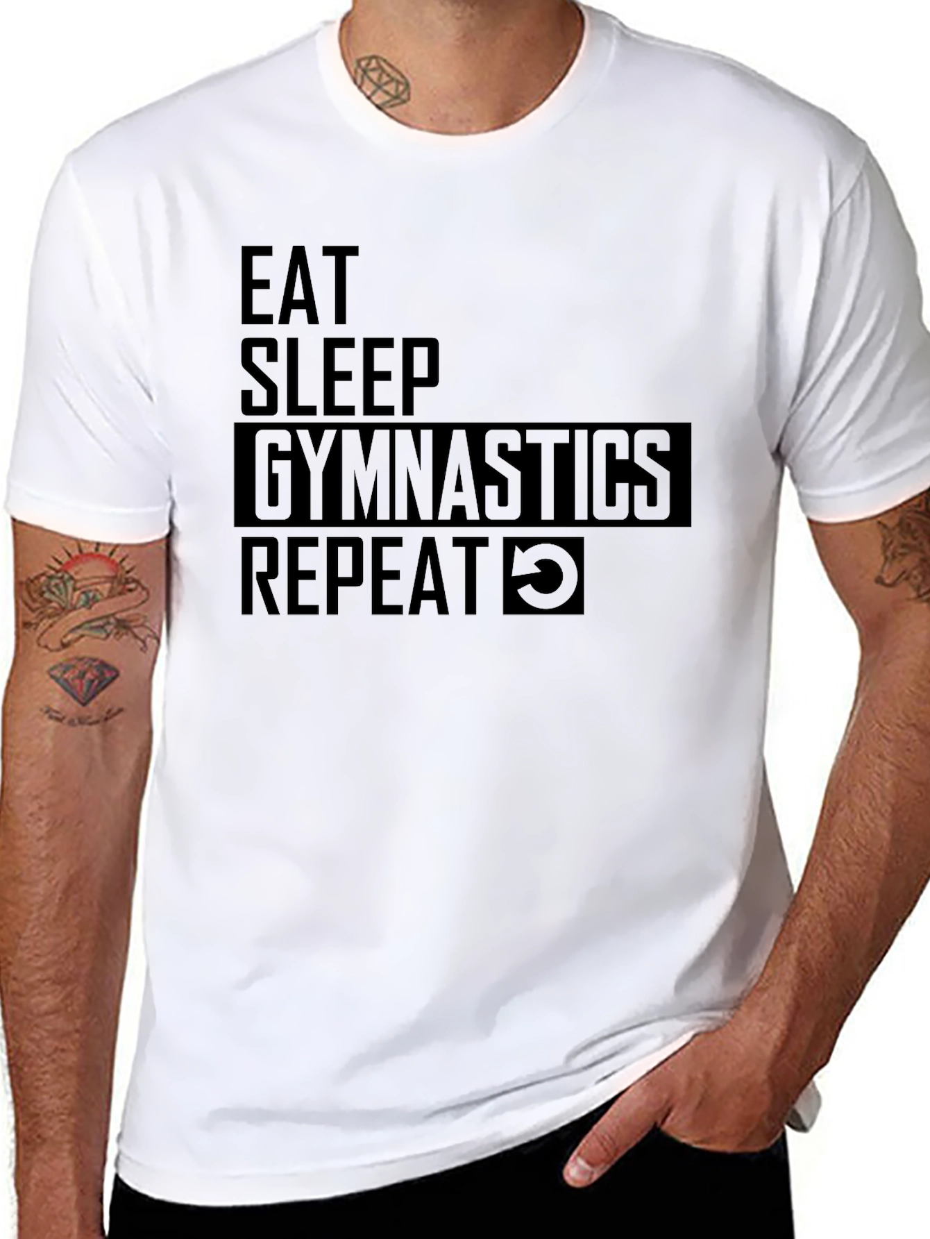 Eat Sleep Gymnastics Repeat Black T-Shirt
