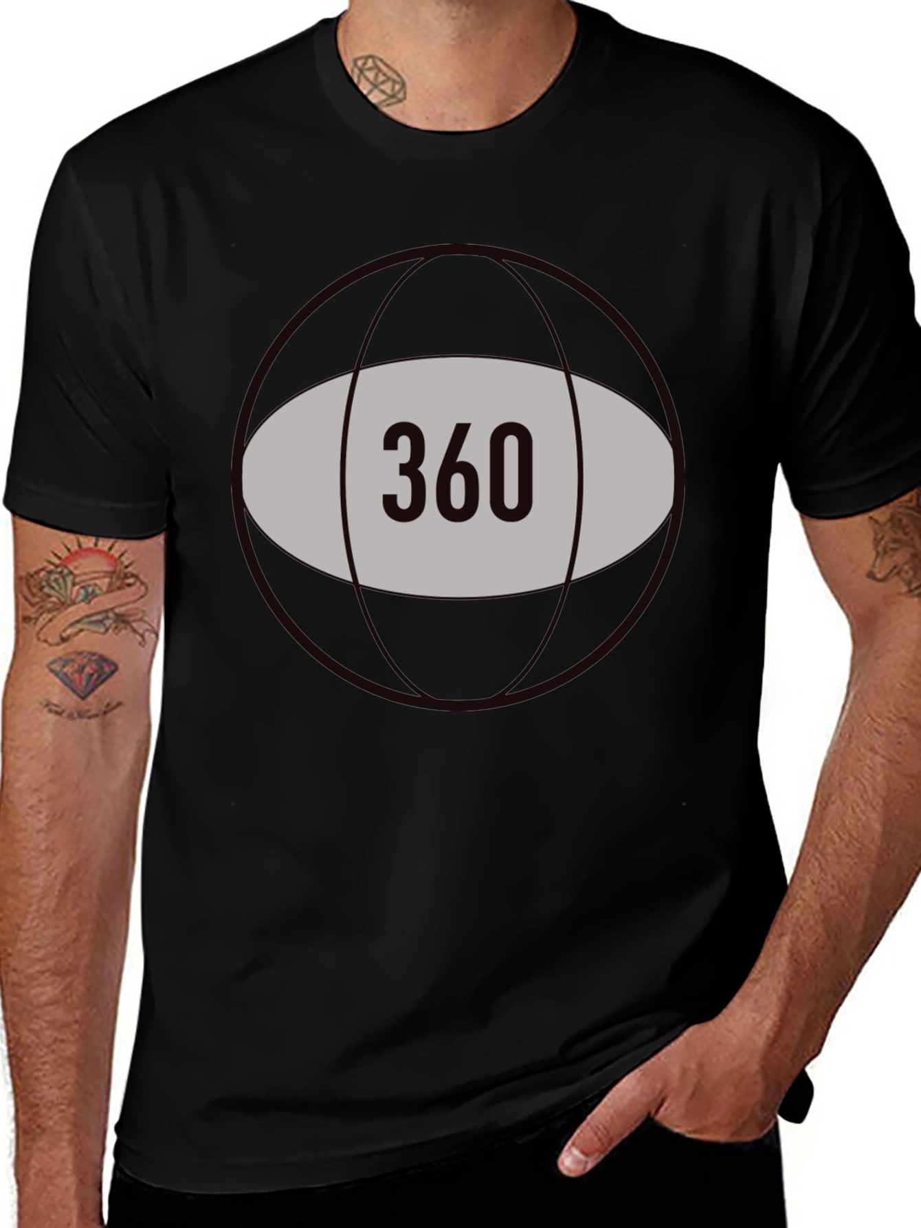 360 Graphic Tee - Black Cotton Blend