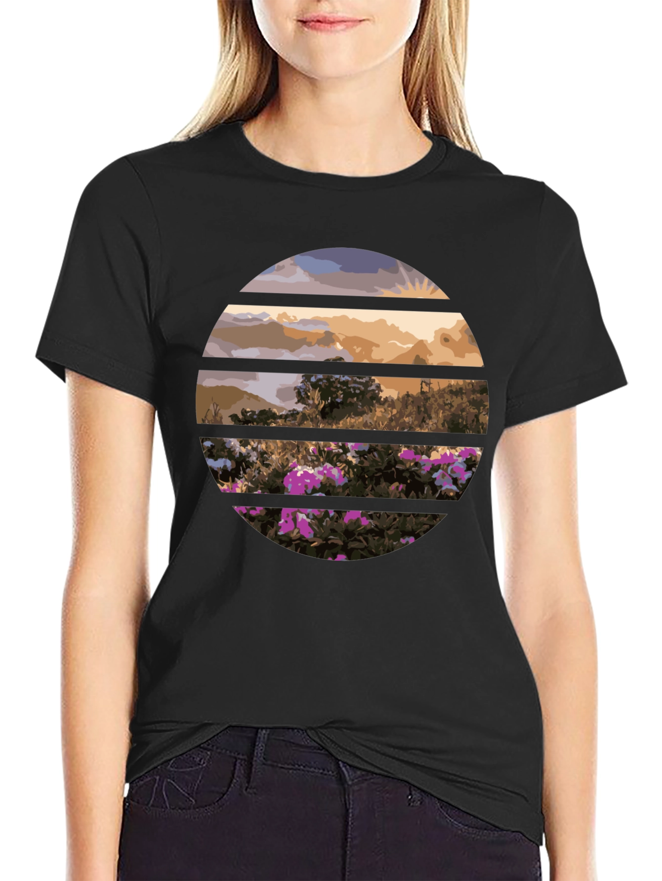Sunset Landscape Circle Graphic Tee