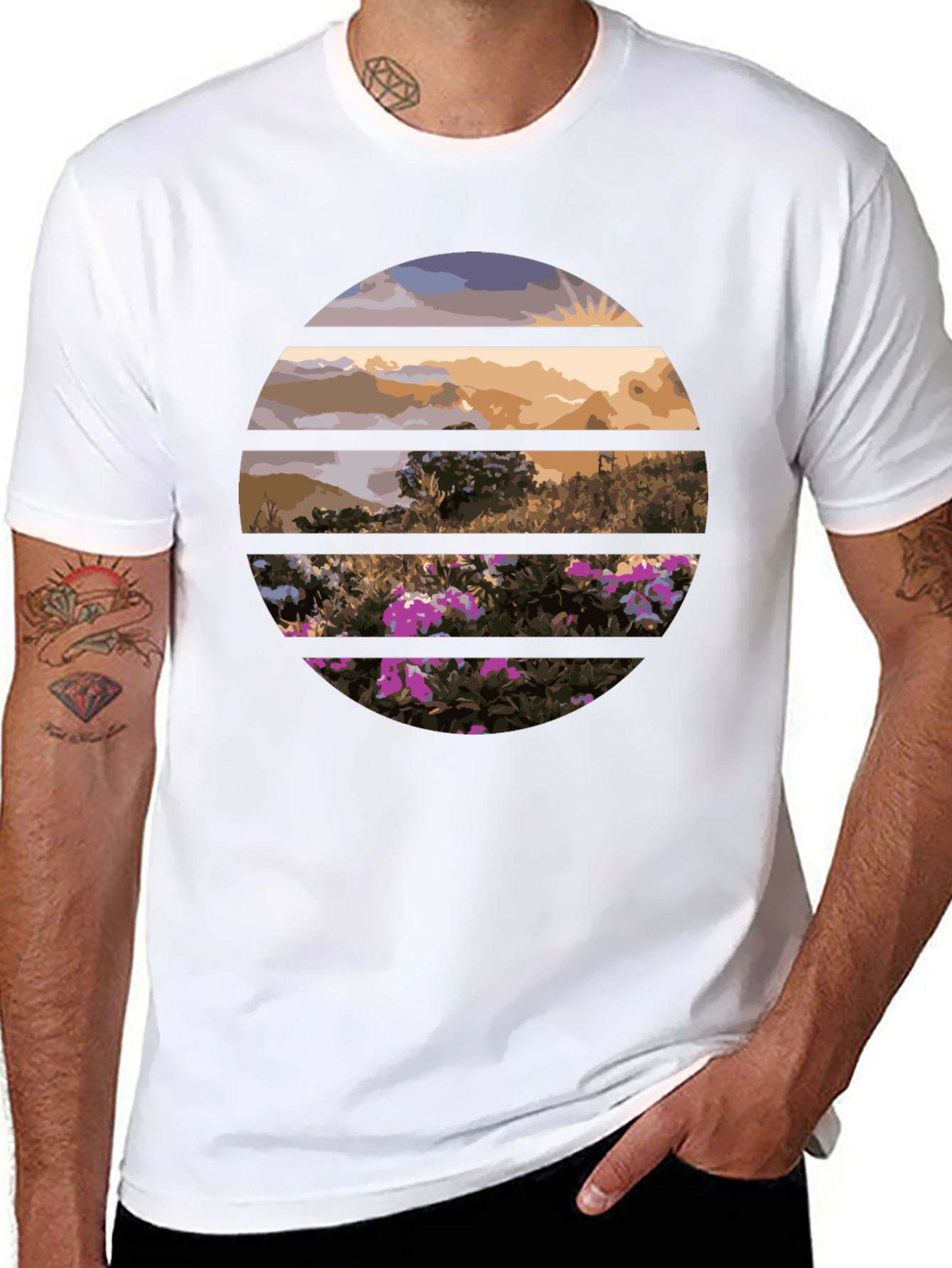 Sunset Landscape Circle Graphic Tee