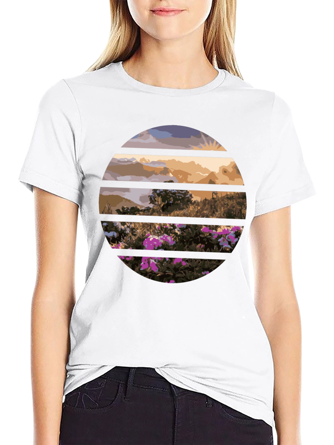 Sunset Landscape Circle Graphic Tee