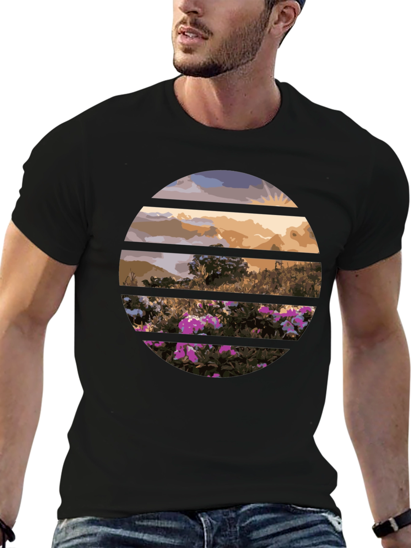 Sunset Landscape Circle Graphic Tee