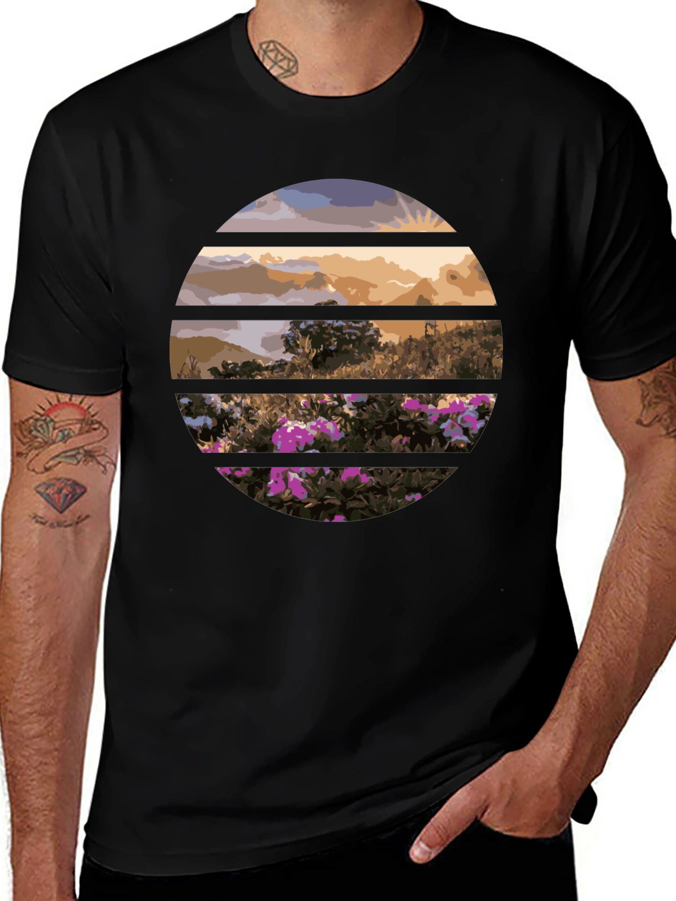 Sunset Landscape Circle Graphic Tee