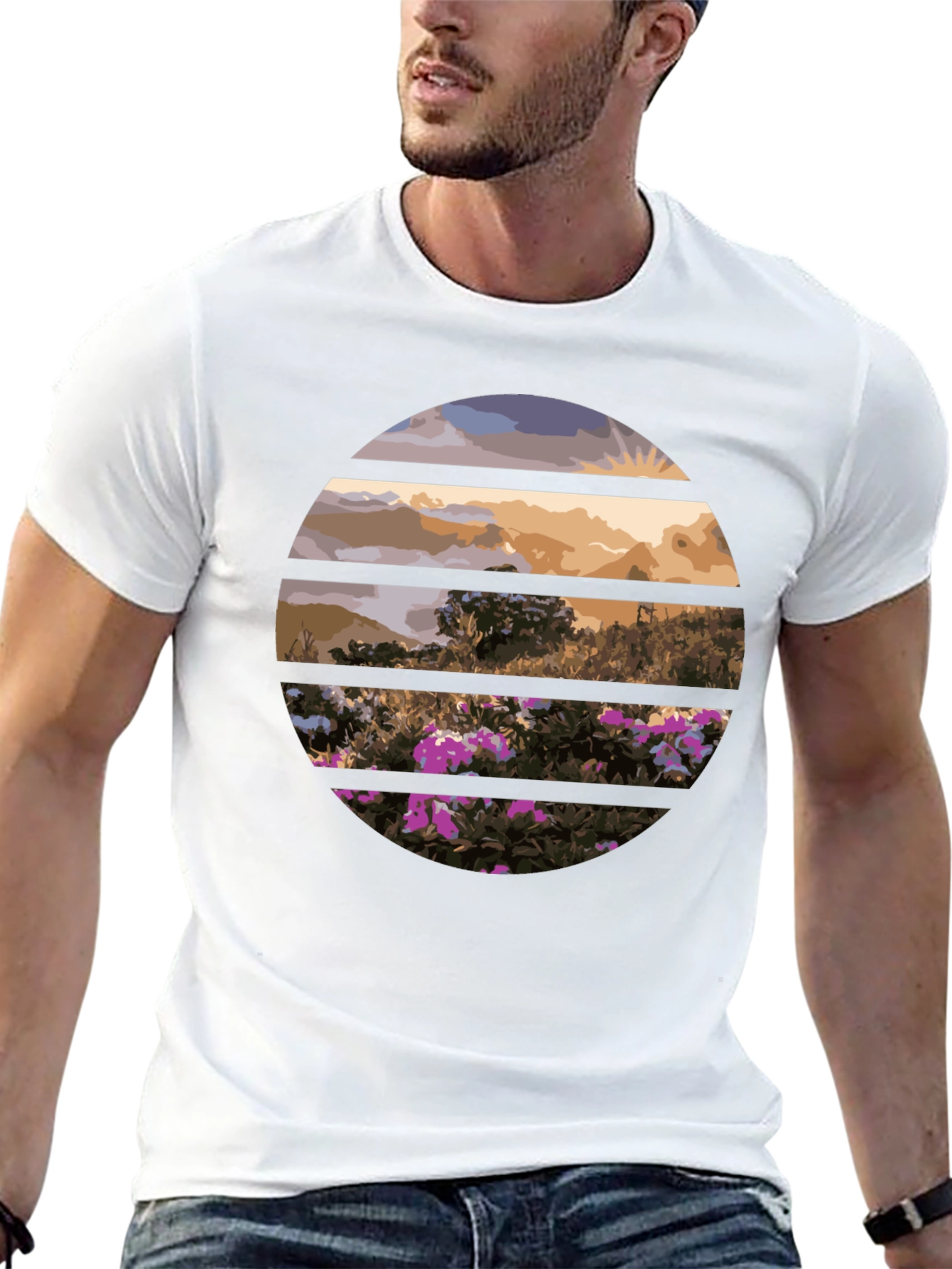 Sunset Landscape Circle Graphic Tee
