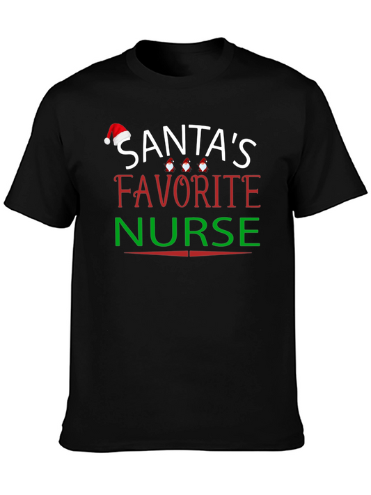 Santas Favorite Nurse T-Shirt Christmas Holiday Season