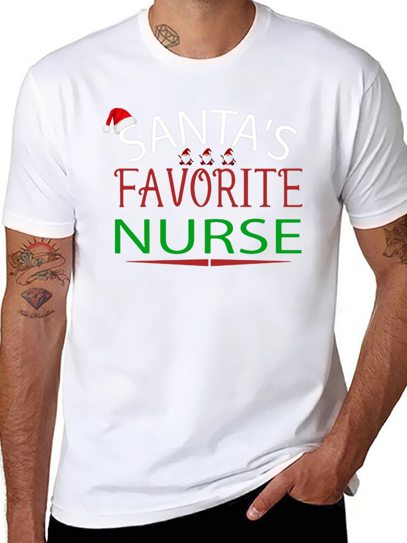 Santas Favorite Nurse T-Shirt Christmas Holiday Season