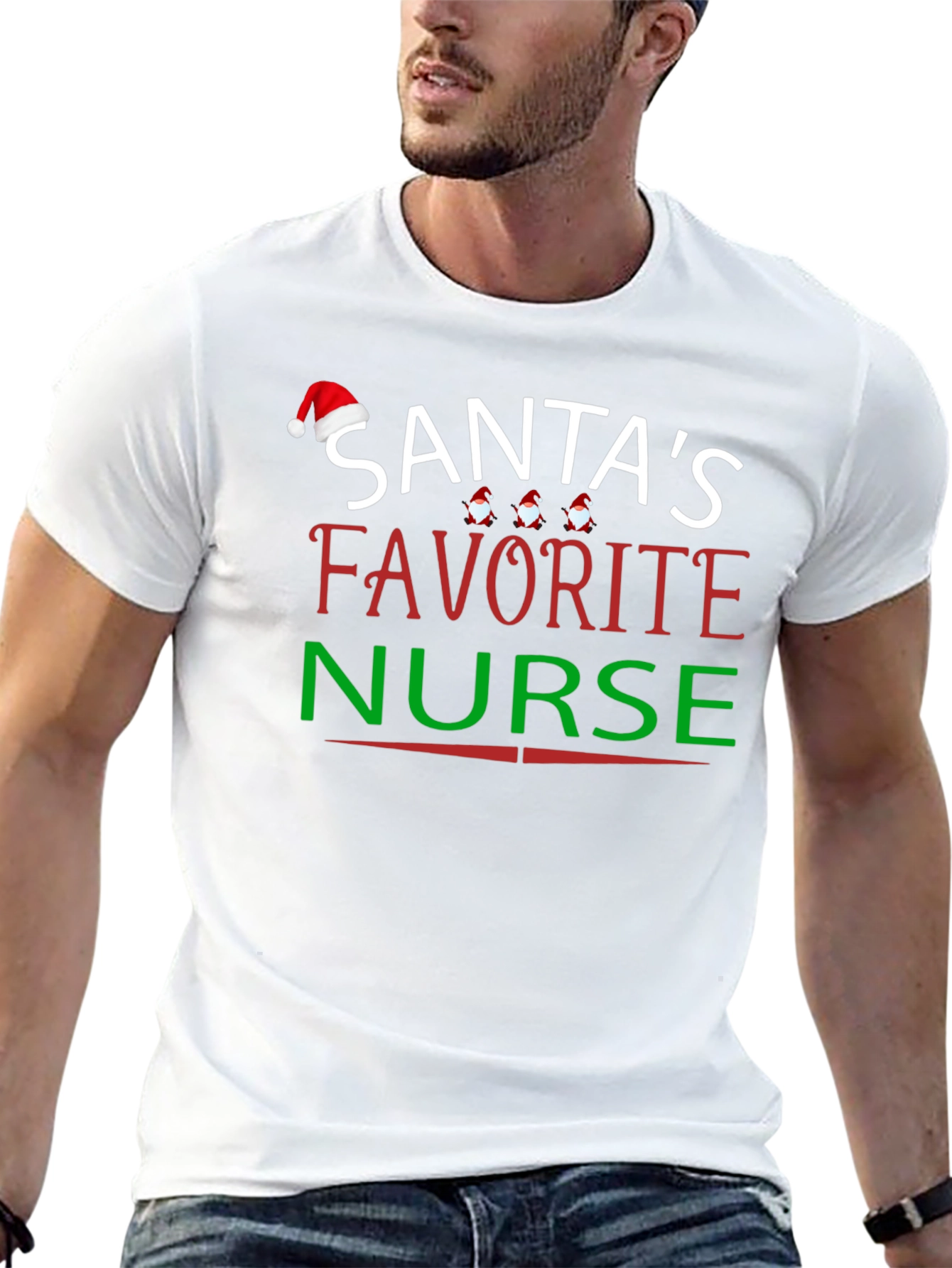 Santas Favorite Nurse T-Shirt Christmas Holiday Season