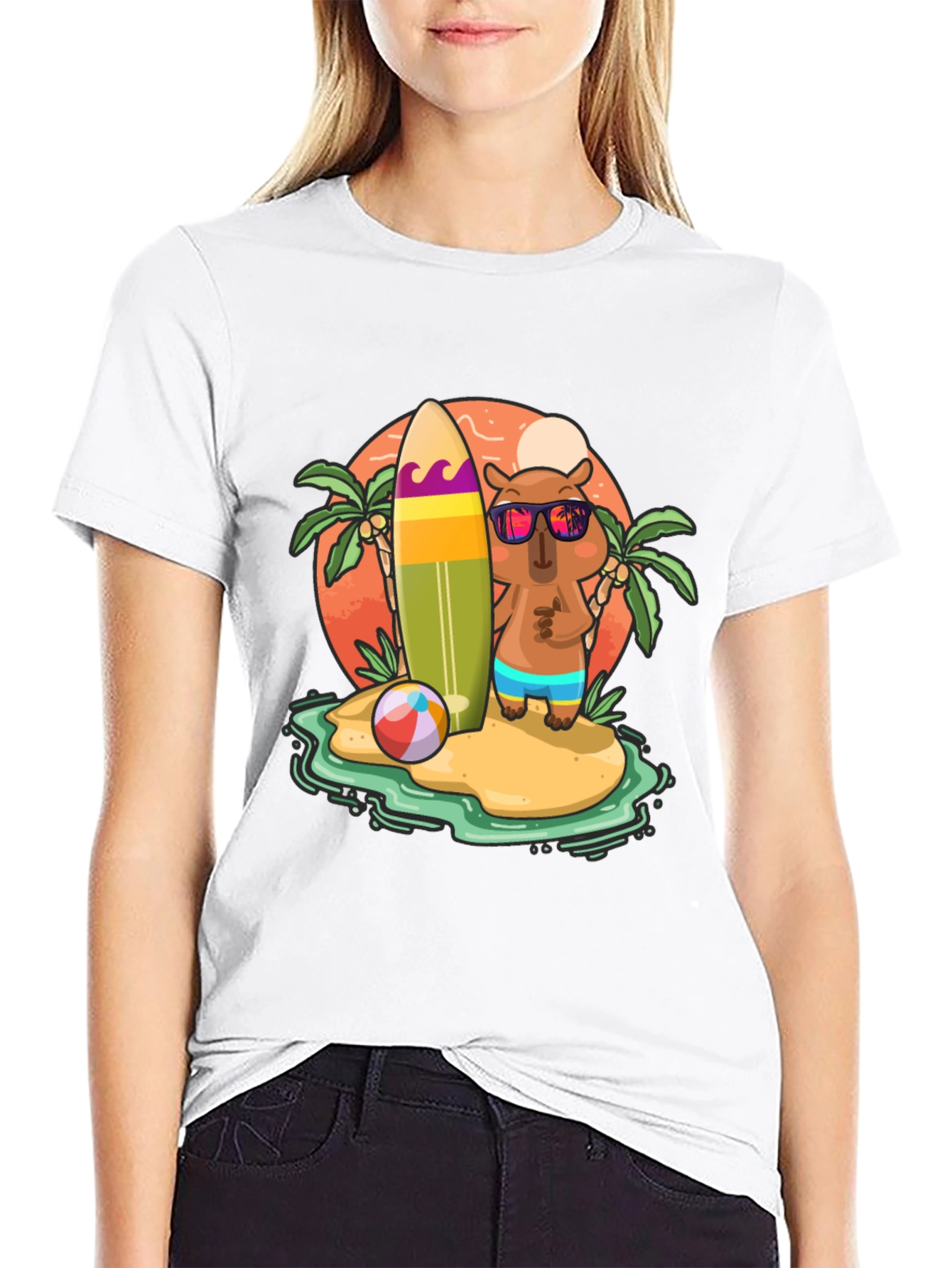 Summer Capybara T-Shirt - Beach Vibes