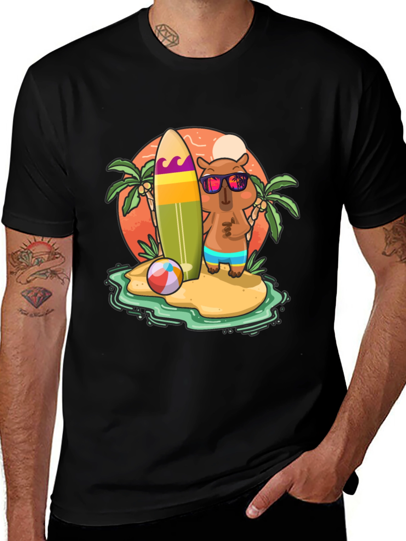 Summer Capybara T-Shirt - Beach Vibes