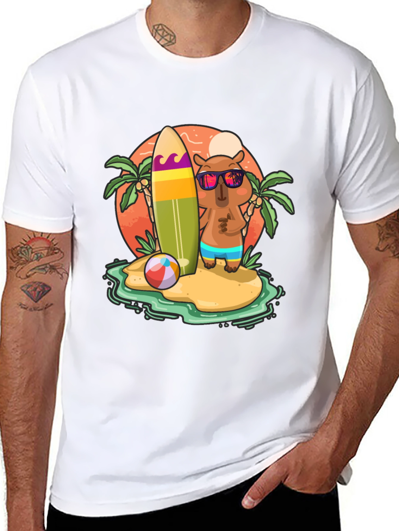 Summer Capybara T-Shirt - Beach Vibes