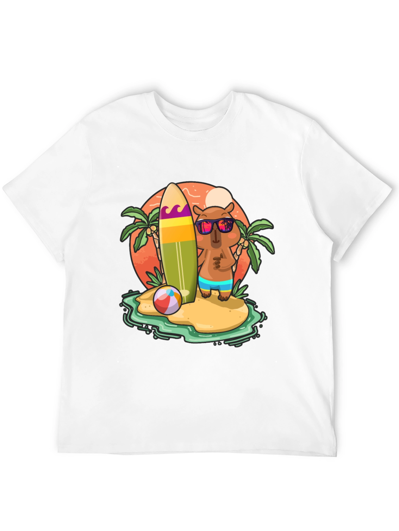 Summer Capybara T-Shirt - Beach Vibes