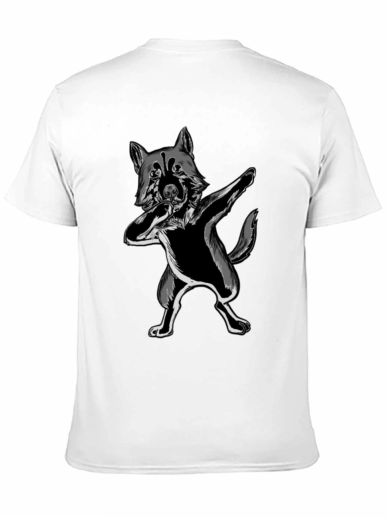 Dabbing Wolf Graphic Tee - Black Crew Neck Shirt