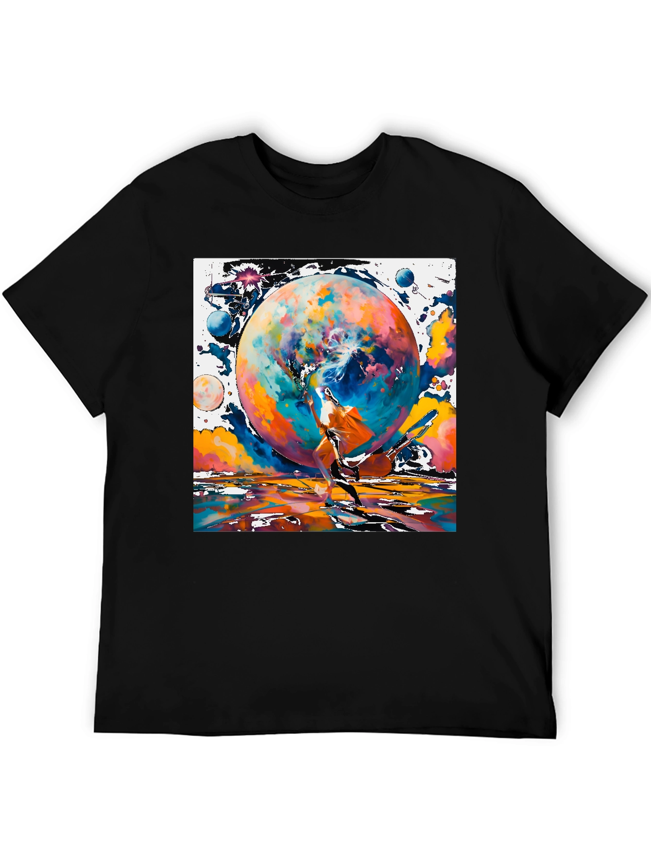 Cosmic Dance Graphic Tee - Modern Art Style Shirt