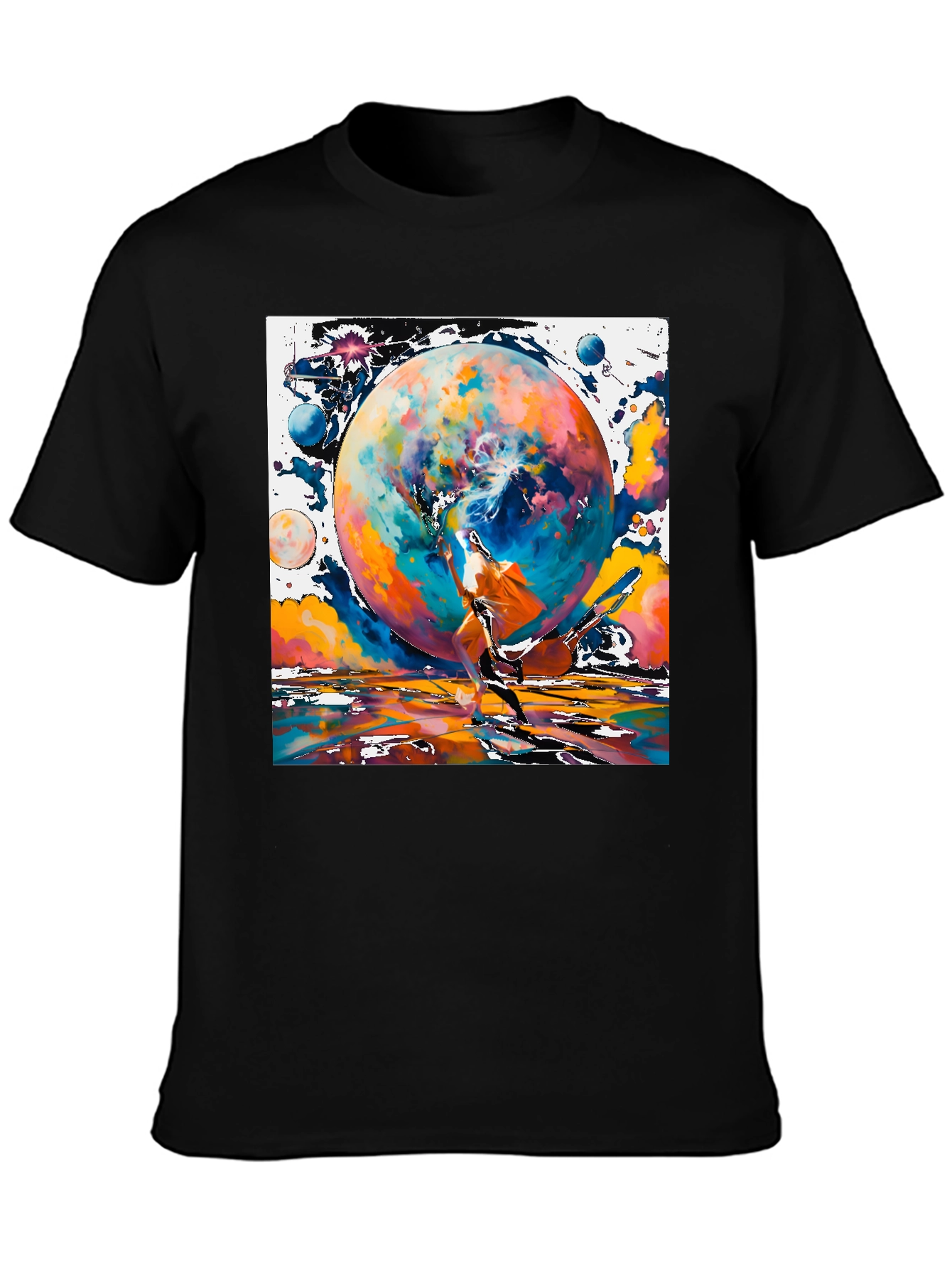 Cosmic Dance Graphic Tee - Modern Art Style Shirt