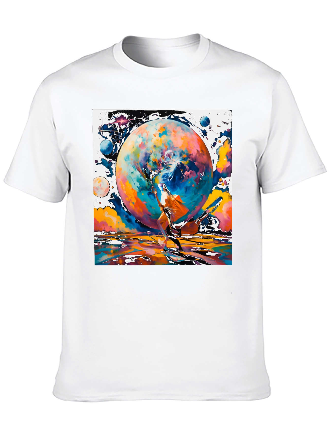 Cosmic Dance Graphic Tee - Modern Art Style Shirt