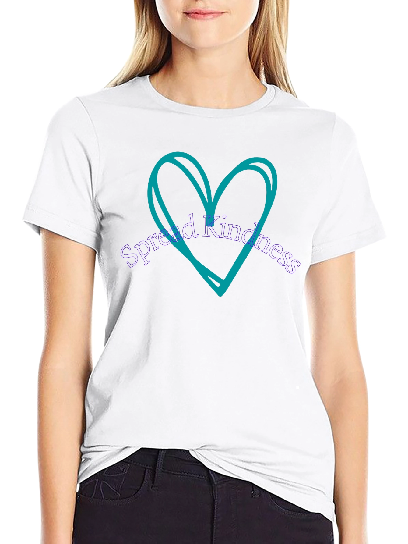 Spread Kindness Tee - Heart Design Black T-Shirt