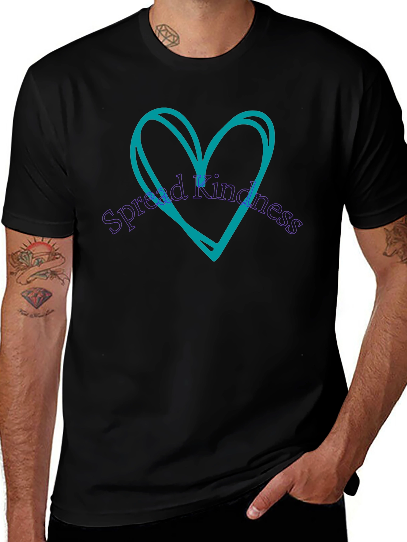 Spread Kindness Tee - Heart Design Black T-Shirt