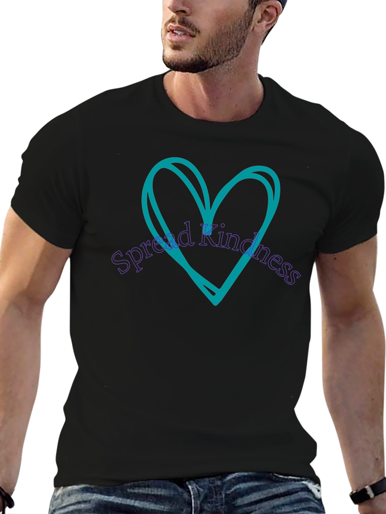 Spread Kindness Tee - Heart Design Black T-Shirt