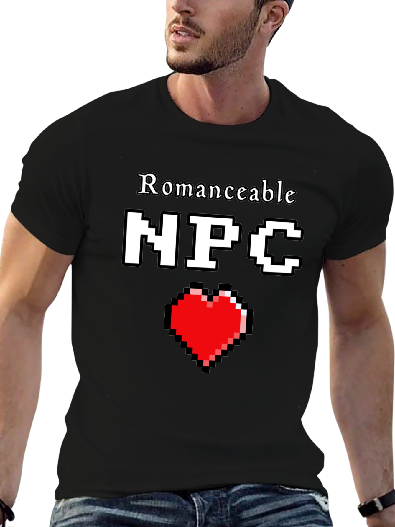 Romanceable NPC T-Shirt Pixel Heart Graphic Novelty Tee