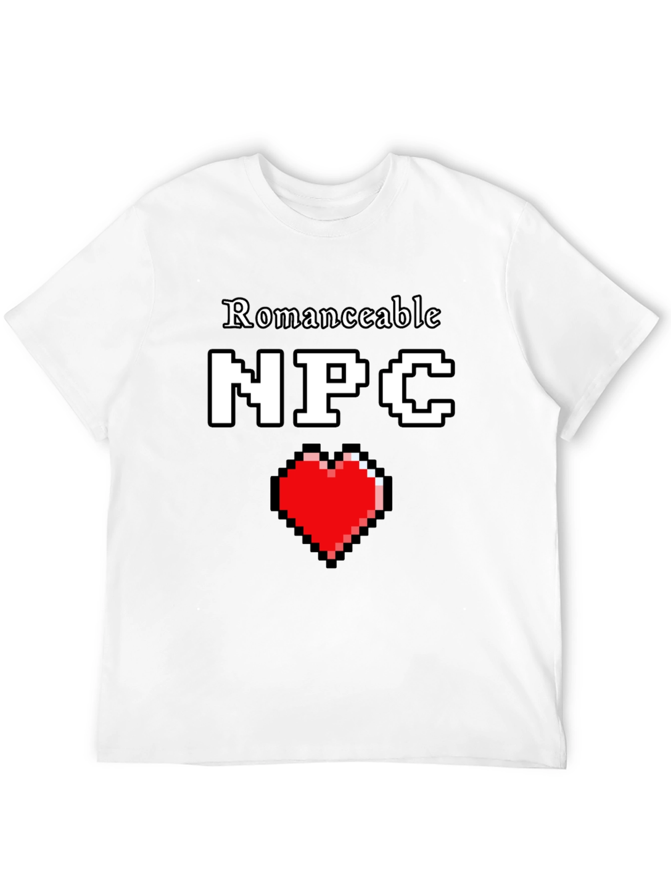 Romanceable NPC T-Shirt Pixel Heart Graphic Novelty Tee