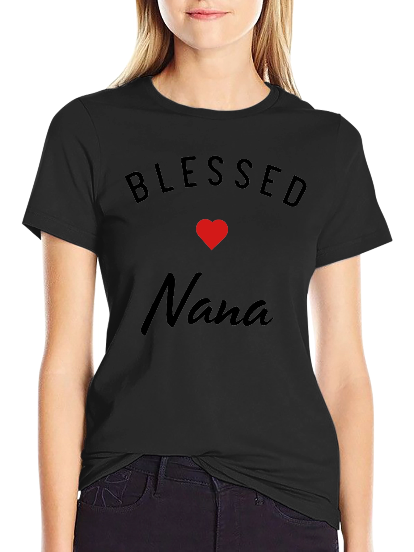 Blessed Nana T-Shirt - Black Cotton Blend