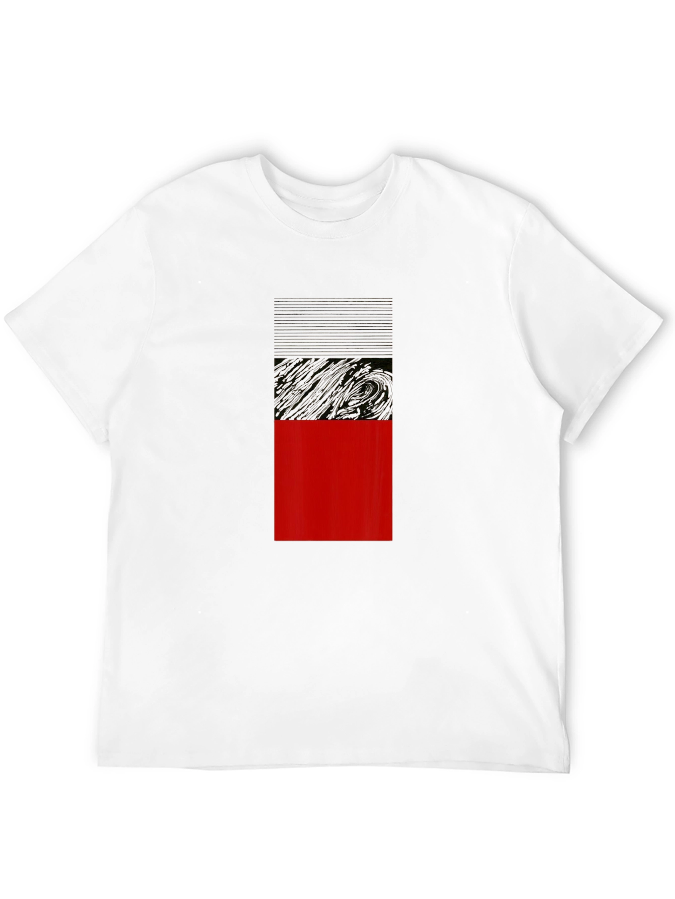 Modern Block T-Shirt - Black with Red Accent