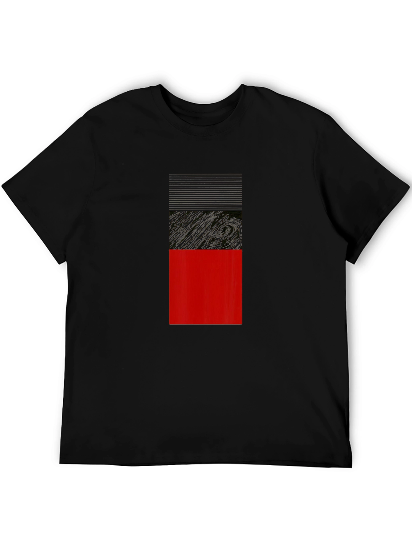Modern Block T-Shirt - Black with Red Accent