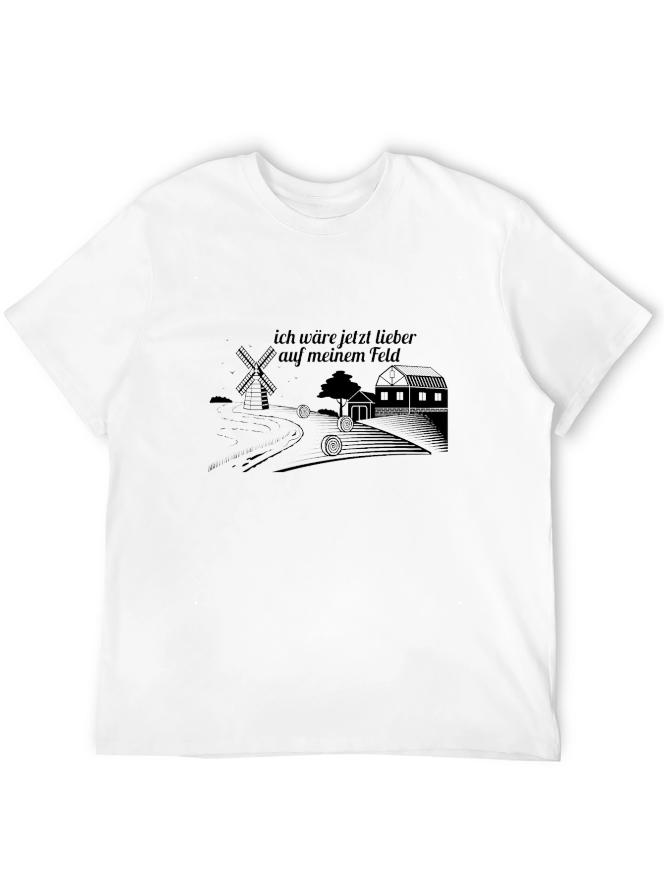 Mens Black Graphic T-Shirt - Farm Theme