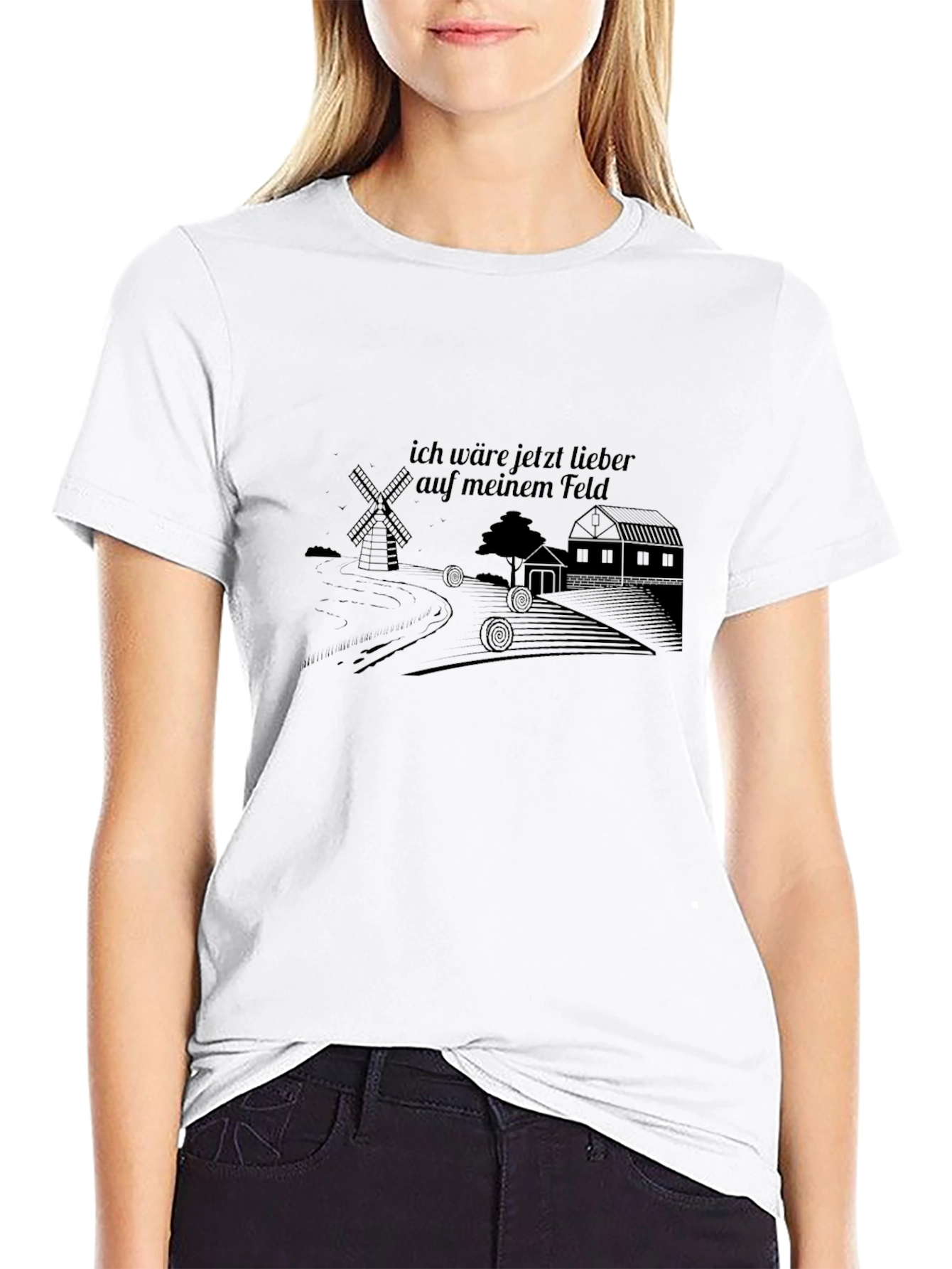 Mens Black Graphic T-Shirt - Farm Theme