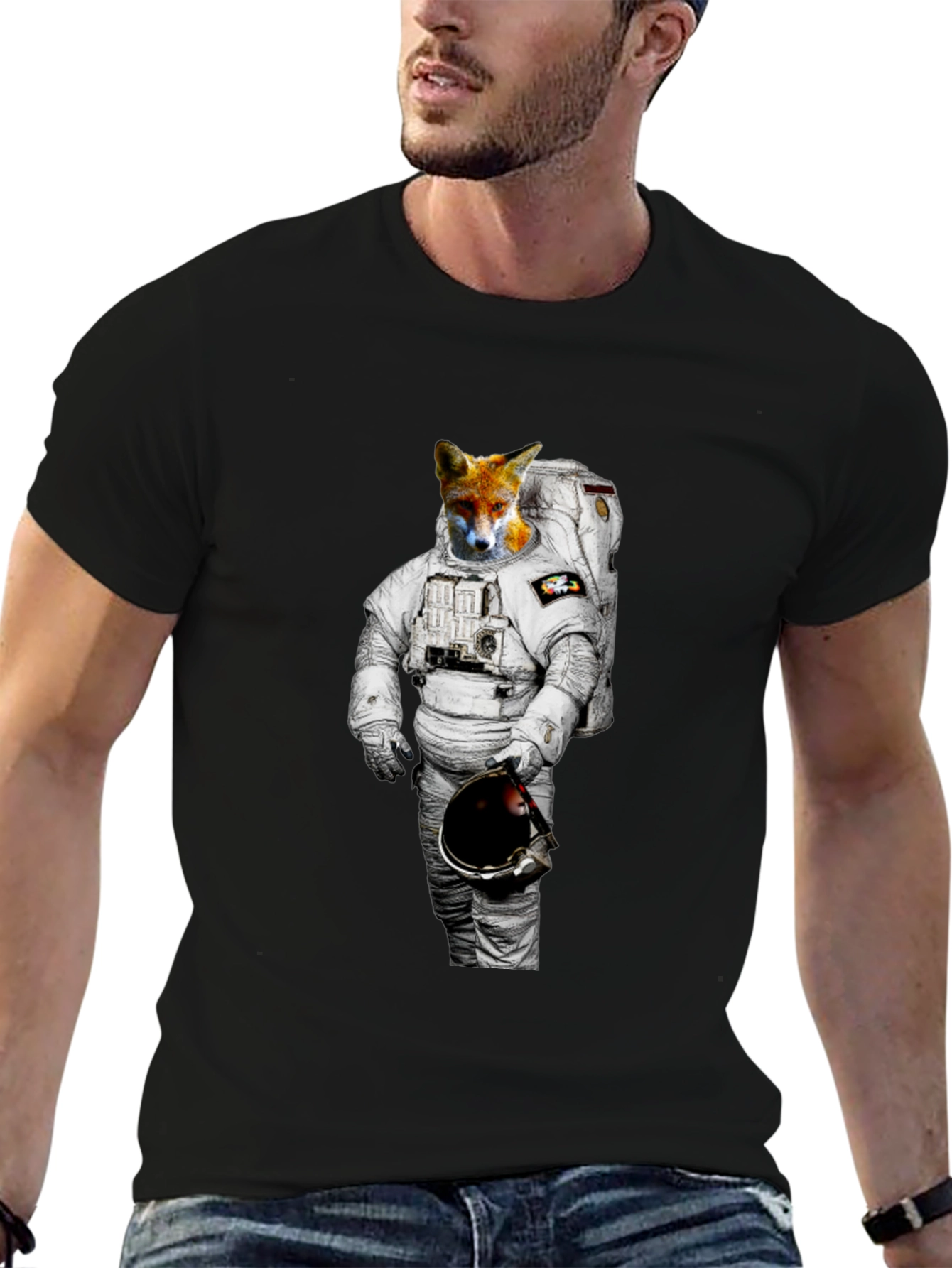 Fox Astronaut Graphic Tee - Mens Black T-Shirt
