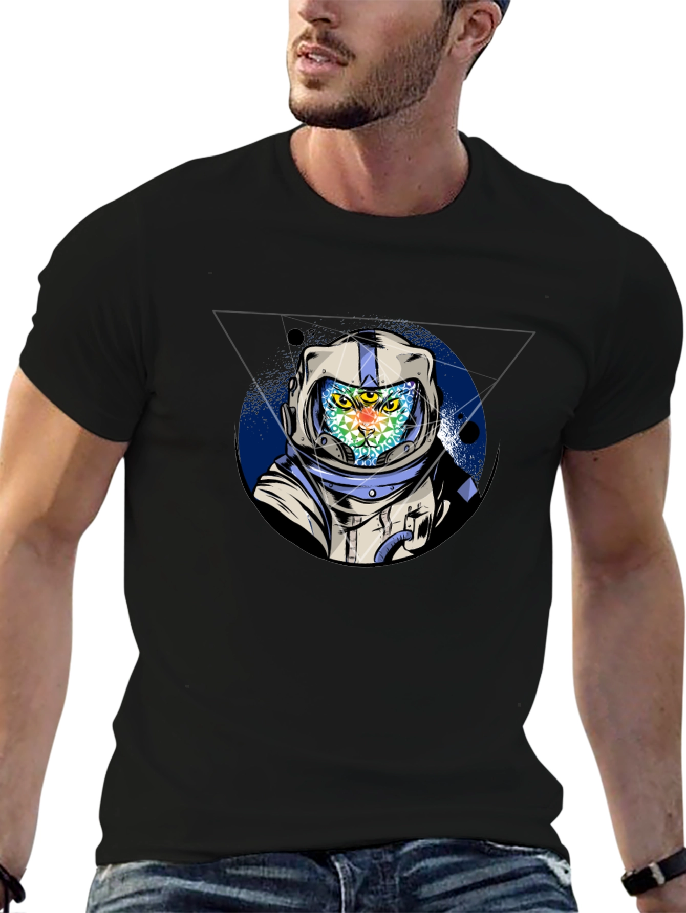 Astronaut Cat Graphic T-Shirt - Cool Space Design