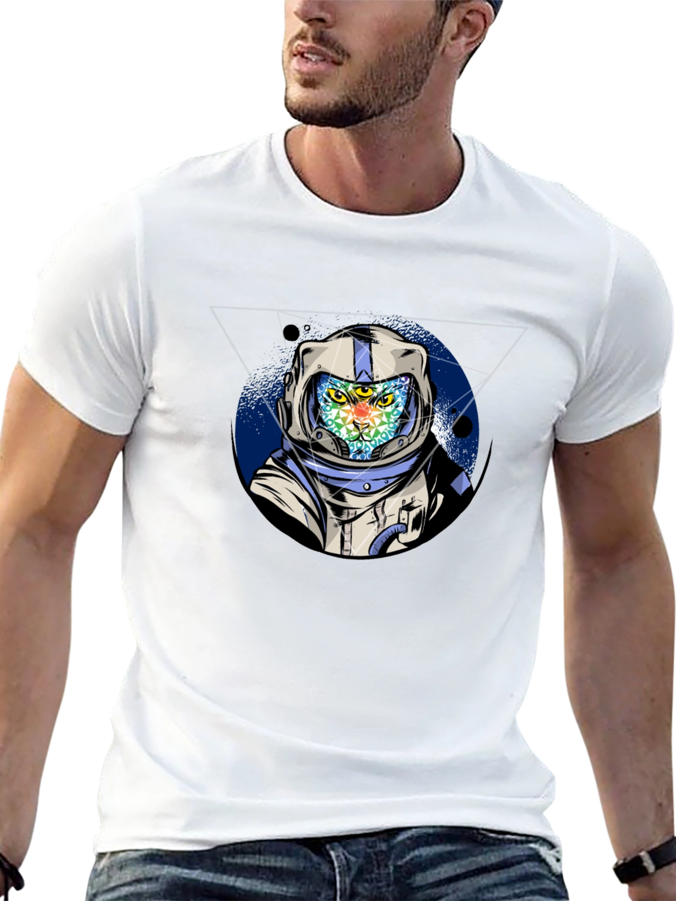 Astronaut Cat Graphic T-Shirt - Cool Space Design