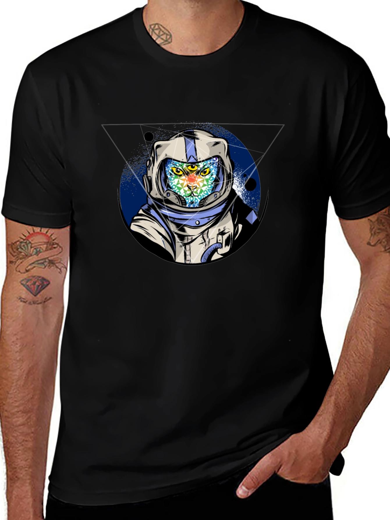 Astronaut Cat Graphic T-Shirt - Cool Space Design