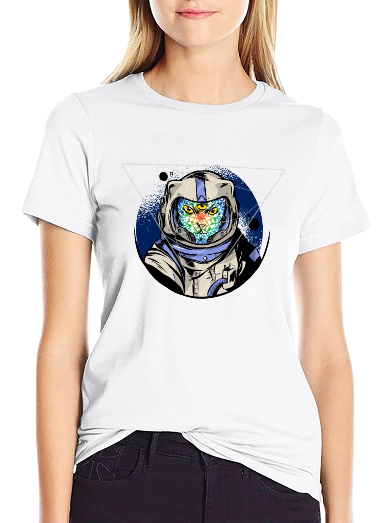 Astronaut Cat Graphic T-Shirt - Cool Space Design